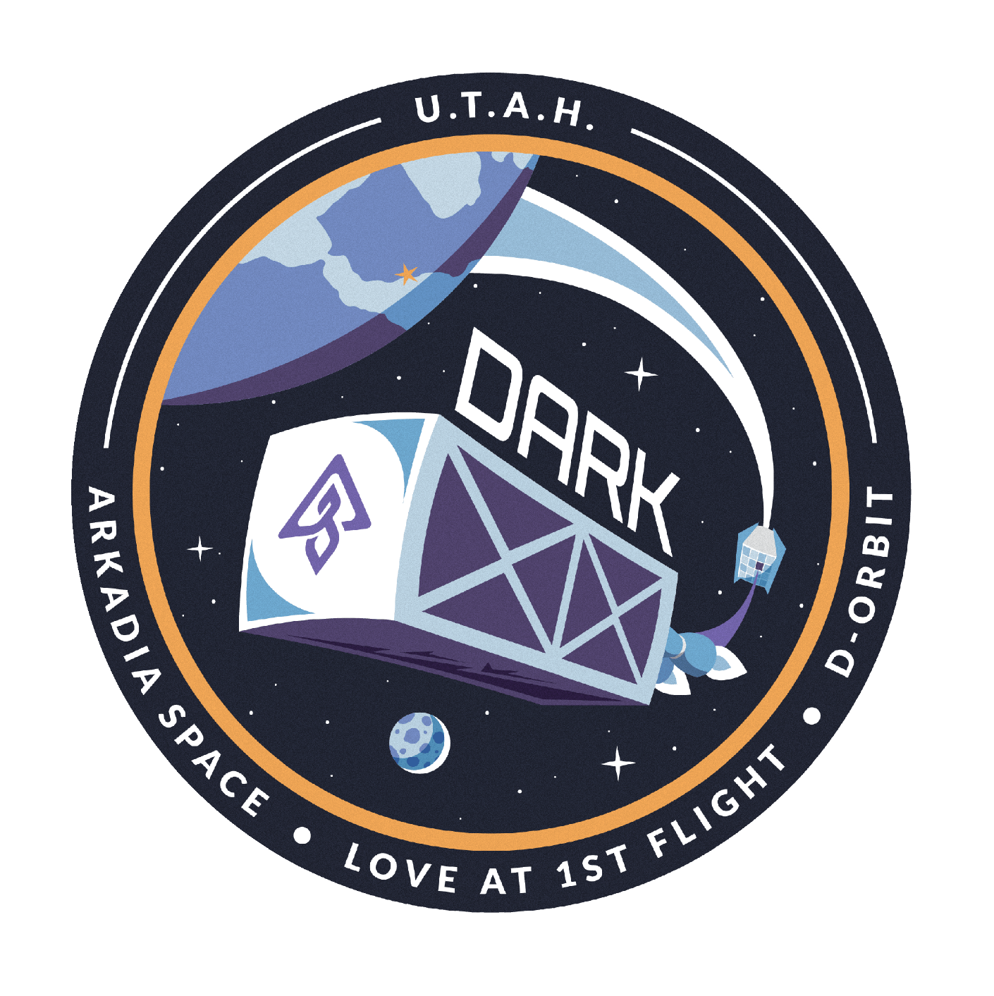 The final DARK mission patch with its orbit rings
