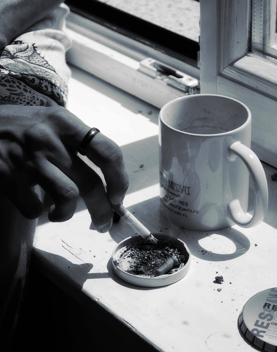 Jar Lid as an Ashtray, window