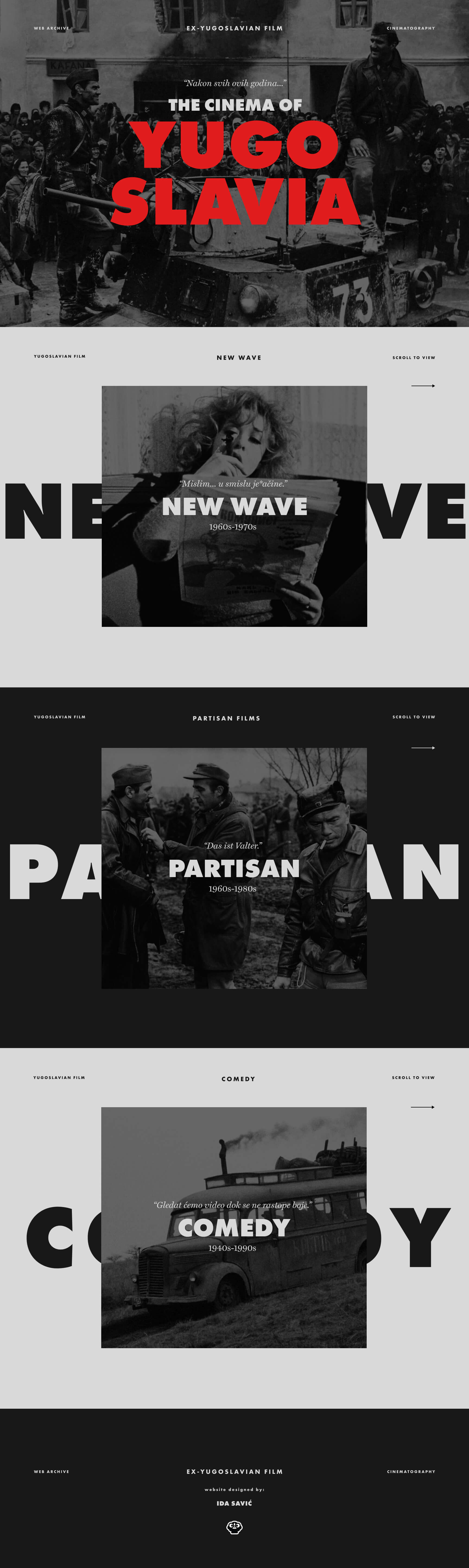 The Cinema of Yugoslavia website — full desktop design