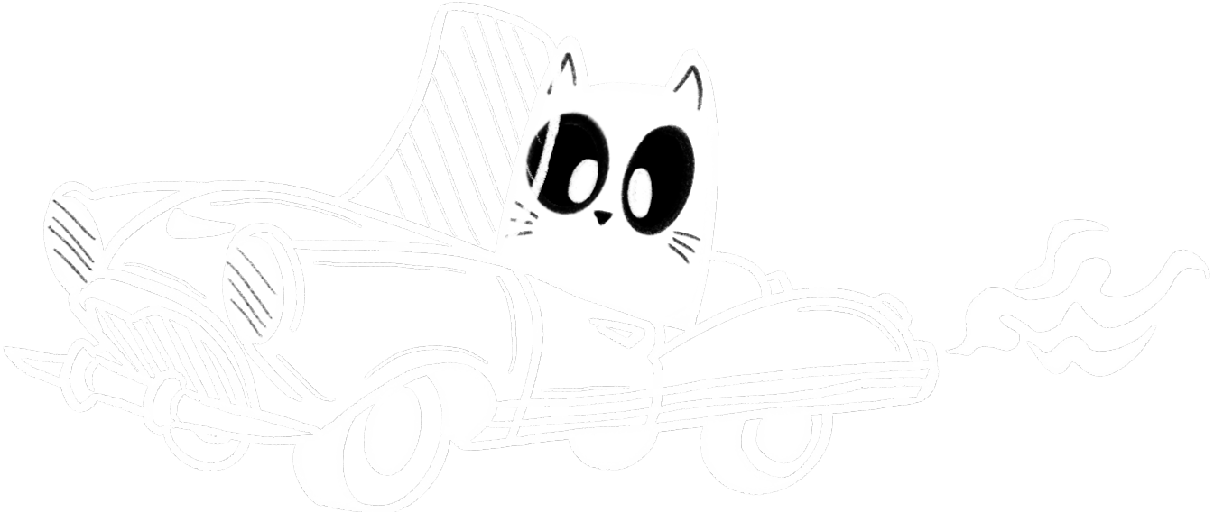 Illustration of a cat driving a car