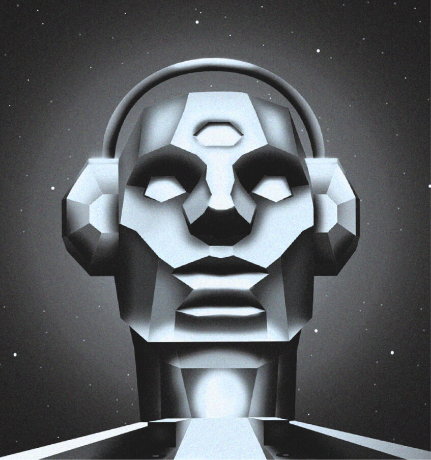3D sculpted silver head